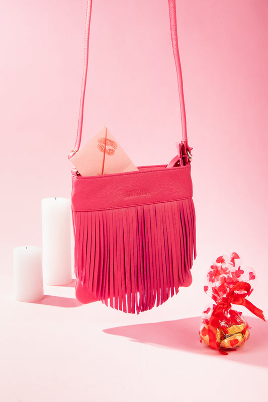 Blush Fringe Sling Bag | 100% Genuine Leather