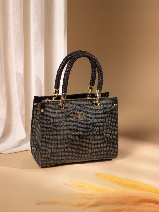 Slate Contrast Handbag | 100% Genuine Leather