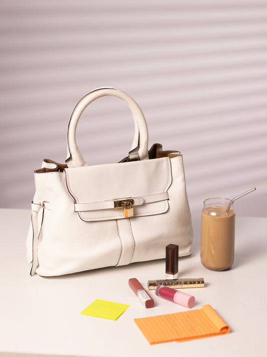 Ivory Arc Handbag | 100% Genuine Leather