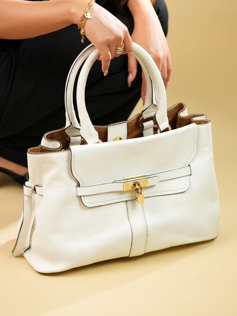 Ivory Arc Handbag | 100% Genuine Leather Hover