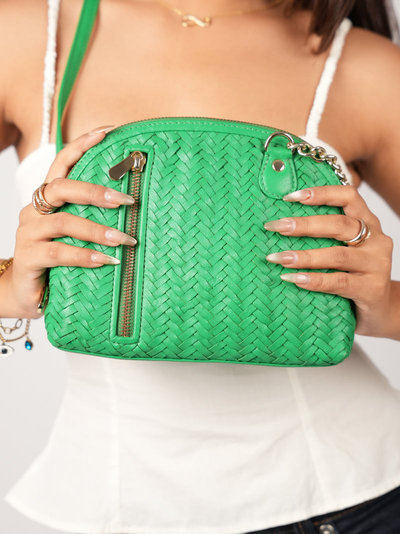 Verdant Arc Satchel | 100% Genuine Leather Hover