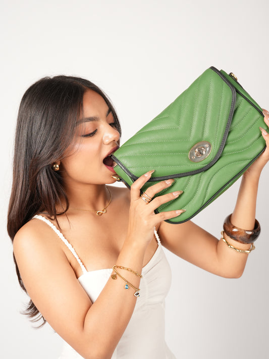 Emerald Contrast Satchel | 100% Genuine Leather