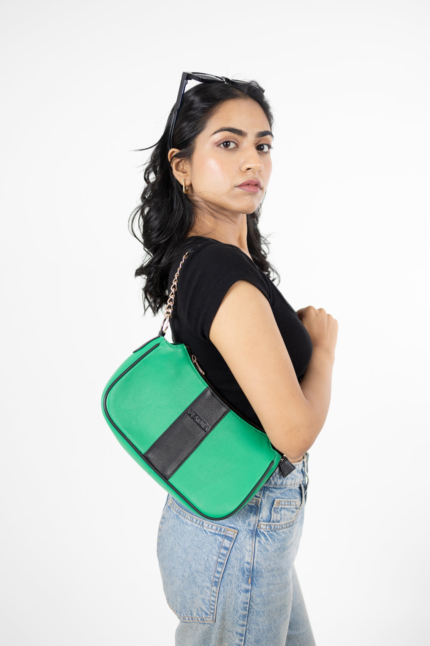 Dual-Tone Verde Shoulder Bag