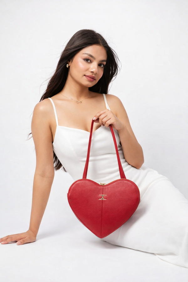 Classic Heart Leather Shoulder Bag | 100% Genuine Leather